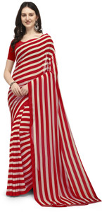 kashvi sarees Printed, Striped Daily Wear Georgette Saree