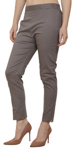 Kanna Fabric Regular Fit Women Grey Trousers