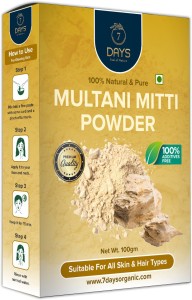 7 Days Believe in Organic Multani Mitti Powder (Bentonite Clay) For face skin pack