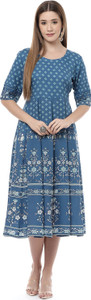 RANGRITI Women Geometric Print, Floral Print Anarkali Kurta