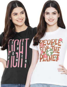 Fabflee Graphic Print Women Round Neck Multicolor T-Shirt