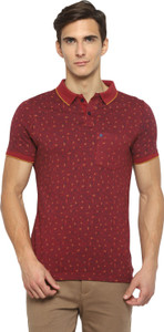 TURTLE Printed Men Polo Neck Maroon T-Shirt