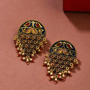 Voylla Arabian Nights Half Moon Oxidized Earrings Brass Drops & Danglers