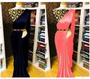 SHREEJI ENTERPRISE Solid/Plain Bollywood Satin Saree