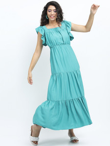 Tokyo Talkies Women Maxi Light Green Full Length Dress