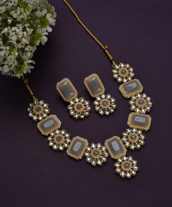 SOHI Alloy Gold-plated Grey Jewellery Set
