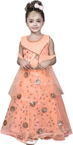 SKY HEIGHTS Girls Lehenga Choli Ethnic Wear Embroidered Lehenga, Choli and Dupatta Set