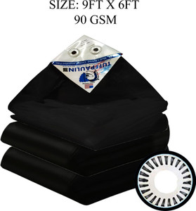 TUFFPAULIN 9FT X 6FT 90 GSM Black Tarpaulin Tent - For Truck body, Car, Bike, Grain Covers, Pond Liners
