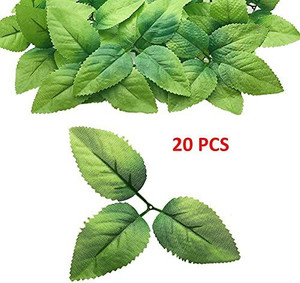 BS AMOR 20 pcs Bulk Rose Leaves Artificial Greenery Fake Rose Flower Bouquets For Party Green Rose Artificial Flower