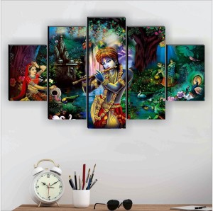 saf Krishna ji Religious UV Textured Wall Painting for Home decorative Digital Reprint 18 inch x 30 inch Painting
