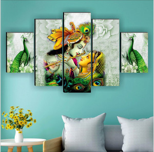 saf Radha Krishna Religious UV Textured Wall for Home decorative Digital Reprint 18 inch x 30 inch Painting