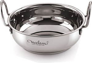 NEELAM Stainless Steel 14 (22G) Induction Bottom Kadai, 2500 ML Kadhai 23.5 cm diameter 2.5 L capacity