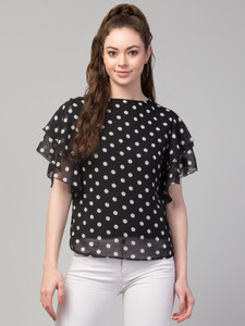 ANANTA DESIGN Casual Printed Women Black Top