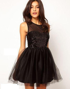 Rebikatrendz Women Balloon/Bubble Black Above Knee/Mid Thigh Length Dress