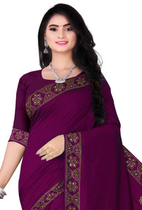 rudraCreation Embellished Chanderi Art Silk, Lace Saree