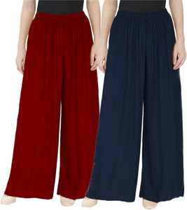 Cloud Star Flared Women Maroon, Blue Trousers
