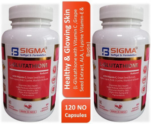 SIGMA SOFTGEL L-Glutathione for Brightening & Radiant Skin With Grape Seed,  Biotin, Vit. E &C Price in India
