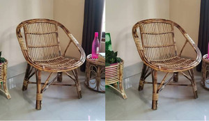 RAINBOW Living with Natural Cane Rattan Chair for Living Room, Balcony, Brown Color Cane Outdoor Chair