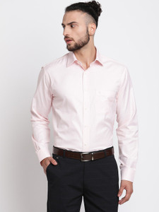 CANTABIL Men Checkered Formal Orange Shirt