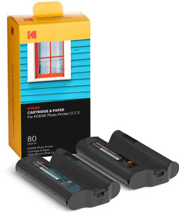 KODAK Cartridge Refill and Photo Paper 4 x 6" (80 sheets) compatible with Dock Plus Photo Printer