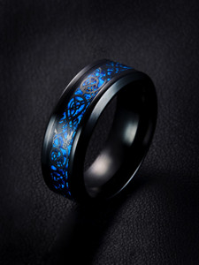 YELLOW CHIMES DRAGON Celtic Inlay Polish Finish Stainless Steel Metal Ring