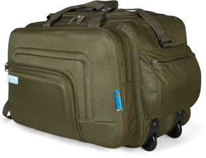 MEDLER (Expandable) AQUIVER-GREEN Polyester Cabin Size Luggage Duffle Strolley Bag Duffel With Wheels (Strolley)