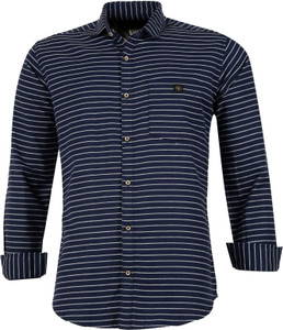 Indi Hemp Men Striped Casual Dark Blue, White Shirt