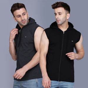 Tees Collection Solid Men Hooded Neck Multicolor T-Shirt