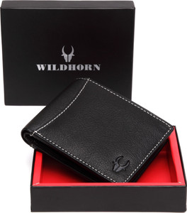 WILDHORN Men Casual Black Genuine Leather Wallet