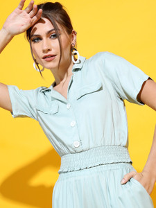 Tokyo Talkies Casual Solid Women Green Top