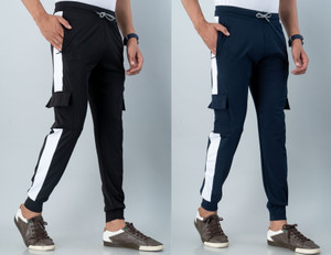 9LKHA Colorblock Men Black Track Pants