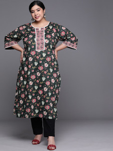 EXTRA LOVE BY LIBAS Women Printed Straight Kurta