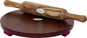 Primed 10 Inch Plywood Chakla With 12Inch Wooden Belan For Kitchen Roti and Khakra Maker