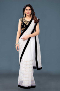 emzo Embroidered Daily Wear Net Saree