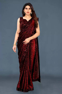 NAITRI CREATION Embellished Bandhani Velvet Saree