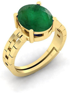 TODANI JEMS 7.25 Ratti Panna Emerald Ring With Lab Certificate Brass Ring