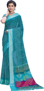 Sariya Printed Leheria Viscose Rayon, Chiffon Saree