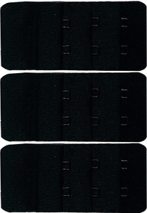 Wooger Women Bra 2 Hook 3 Eye Extender(Black, Pack Of 3) Hook Extender