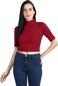 Mijaat Casual Solid Women Maroon Top