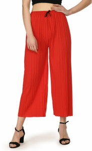 MODERNSSHOP Relaxed Women Red Trousers