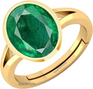 barmunda gems 7.25 Ratti / 6.52 ct. Emerald panna Stone Panchdhatu ring for men and women Brass Emerald Brass Plated Ring