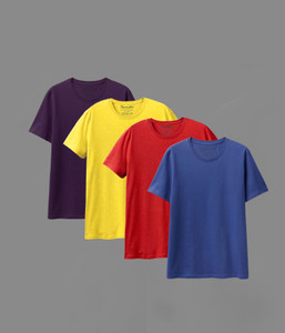 Semantic Solid Men Round Neck Multicolor T-Shirt