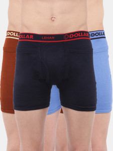 Dollar Men Dollar Lehar Mens Combed Cotton Trunk - Pack of 3 - Actual Colour May Vary Brief