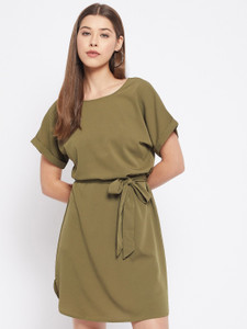 WineRed Women Sheath Green Knee Length Dress
