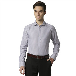 PARK AVENUE Men Striped Formal Grey Shirt