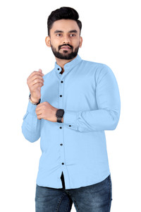 NIVICK पुरुषों के लिए सॉलिड फॉर्मल नीला  शर्ट
