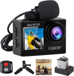 CASON CS6 Real 4K Dual Screen Action Camera for Vlogging With EIS+Gyro, Touch Screen with External Mic, Sports and Action Camera