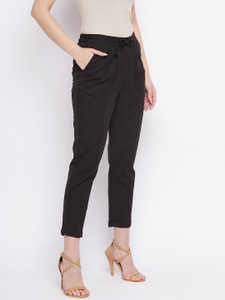 WineRed Regular Fit Women Black Trousers