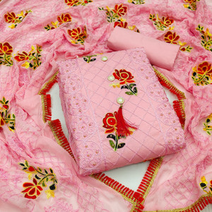 PRIHAL ART Jacquard Embroidered Salwar Suit Material