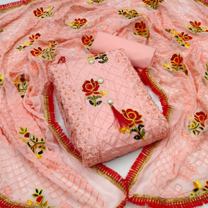 PRIHAL ART Jacquard Embroidered Salwar Suit Material